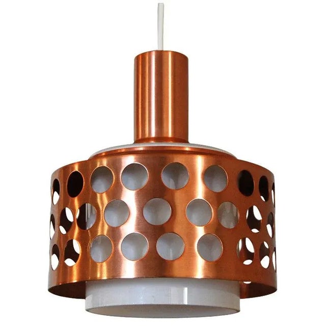 Vintage Mid-Century Swedish Copper & Glass Pendant For Sale - Image 9 of 9