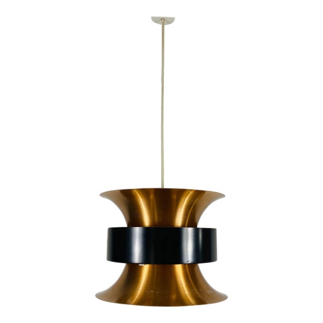 Danish Copper and Black Pendant Lamp, 1960s For Sale
