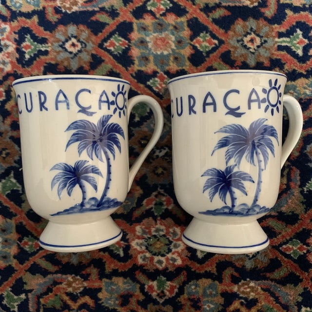 Pair of Vintage Delft Curacao Mugs For Sale - Image 10 of 12