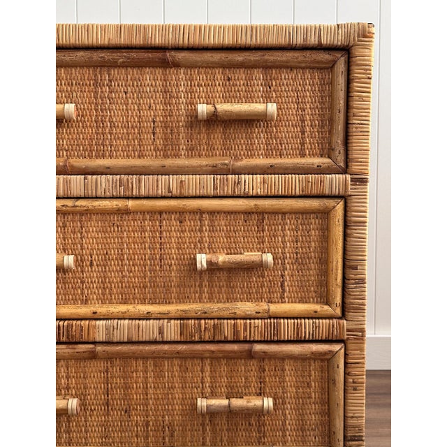 Boho Chic Vintage Woven Rattan Chest of Drawers For Sale - Image 3 of 18