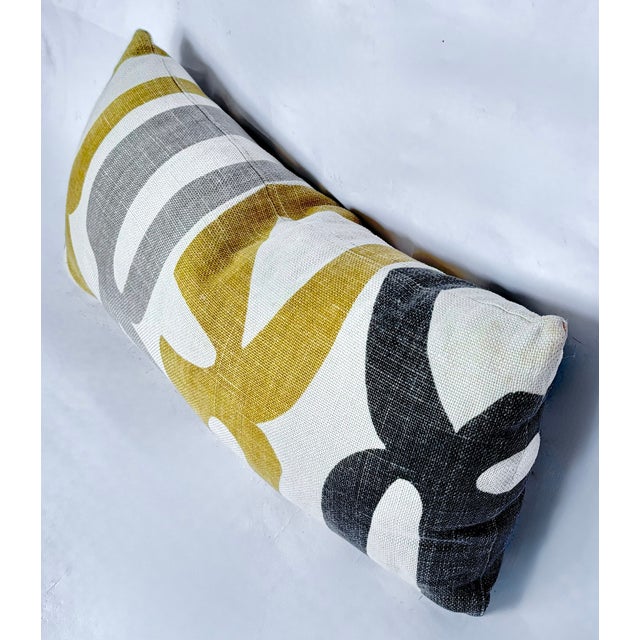 Vintage midcentury style abstract linen pillow with organic abstract pattern on front and back. No maker's marks.