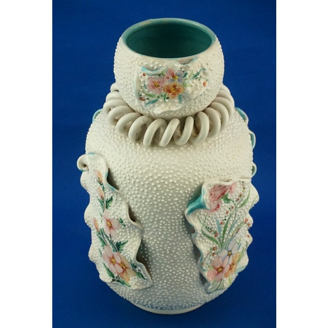 White Large Vintage Ceramic Vase with Bas-Reliefs by Serafino Volpi for Sambuco Deruta, 1960s For Sale - Image 8 of 18