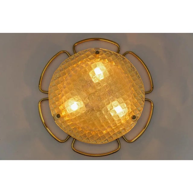 Awesome Huge Murano Glass Flush Mount, 1960s The lamp is executed with 3x E27 Edison screw fit bulbs. It is wired and in...