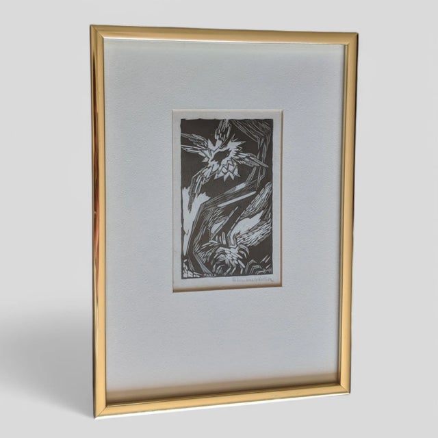 Black Early 20th Century Abstract Linocut Pencil Signed by Helen West Heller For Sale - Image 8 of 9