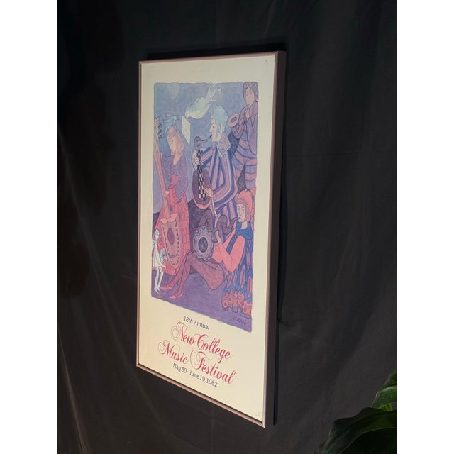 Burgundy Vintage 1982 New College Music Festival Framed Poster For Sale - Image 8 of 8