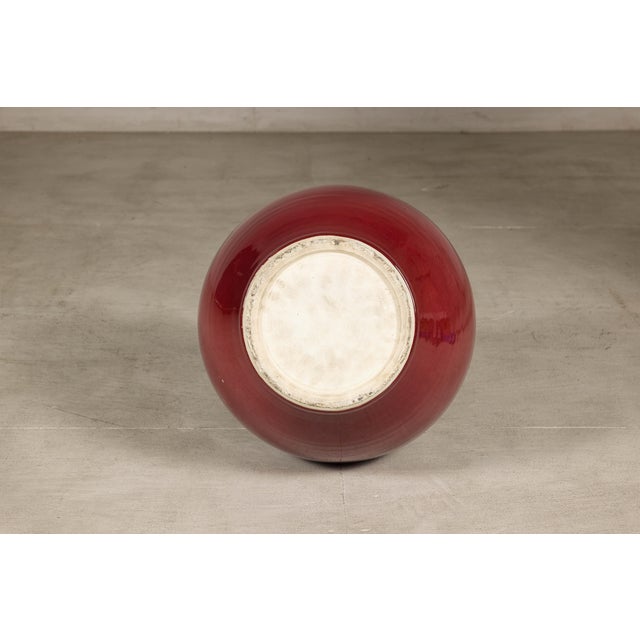 Late 20th Century Vintage Chinese Oxblood Porcelain Vase with Long Neck and Baluster Form For Sale - Image 5 of 16