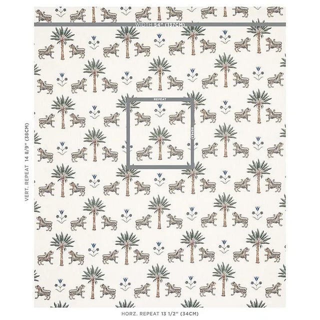 Tiger Palm is an open, organized pattern printed on a soft linen ground. Inspired by antique block prints, this versatile,...