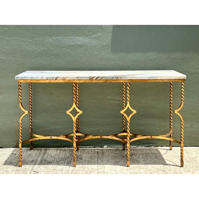 Vintage Twisted Iron and Marble Console Table For Sale - Image 15 of 18
