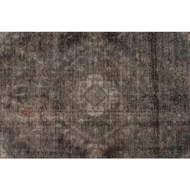1960s 1960s Vintage Persian Overdyed Handmade Gray Medallion Wool Rug For Sale - Image 5 of 7