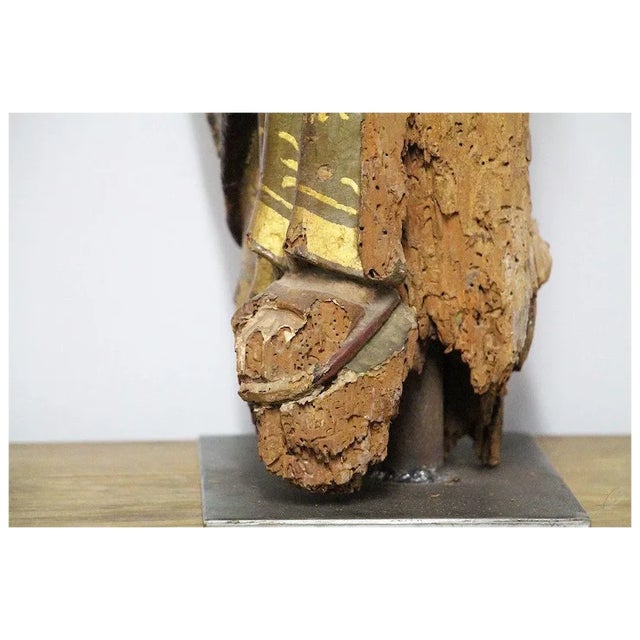 Baroque Antique Indo-Portuguese, Baroque Gold Leaf Fragment of Saint Anthony of Padua For Sale - Image 3 of 9