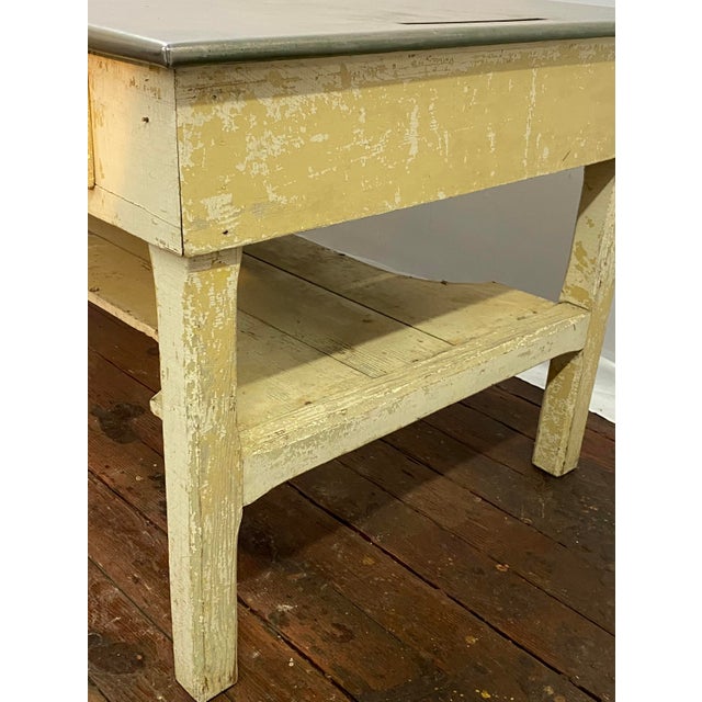 Stainless Steel and Pine Country Kitchen Work Table For Sale - Image 11 of 16