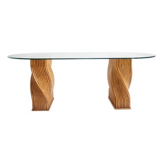 Glass and Bamboo Desk attributed to John and Elinor McGuire, USA, 1980s For Sale