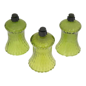 Green Blown Glass Candle Holders – Set of 3