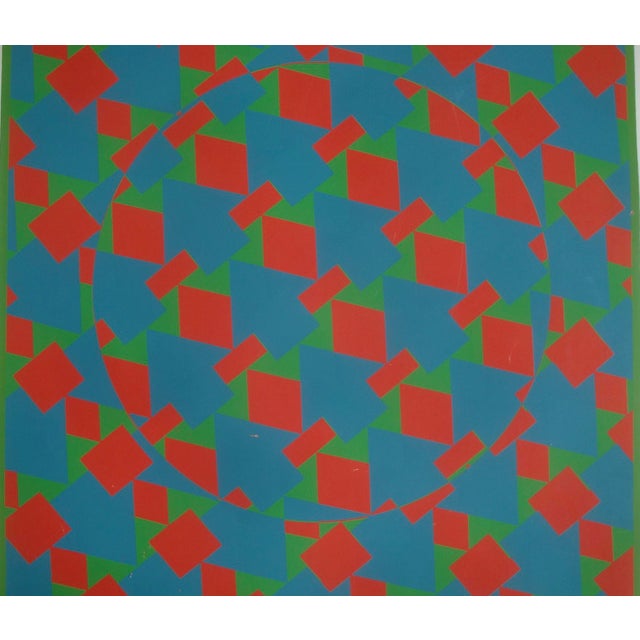 Mid 20th Century Geometric Silkscreen Midcentury Modern Op Art Poster After Vasarely For Sale - Image 5 of 6