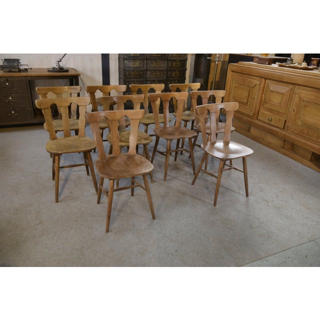Wood Vintage Baumann-Style Bistro Chairs, 1960s, Set of 6 For Sale - Image 7 of 13