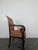 Restoration Style Mahogany Armchair with Curved Armrests and Orange Fabric For Sale - Image 5 of 11