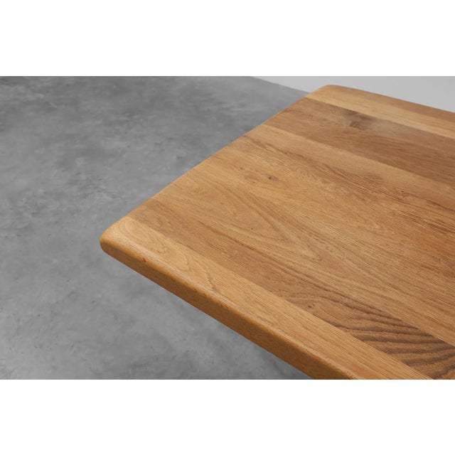 20th Century French Oak Trestle Table with Scalloped Legs and Plank Top, 1950s For Sale - Image 15 of 18