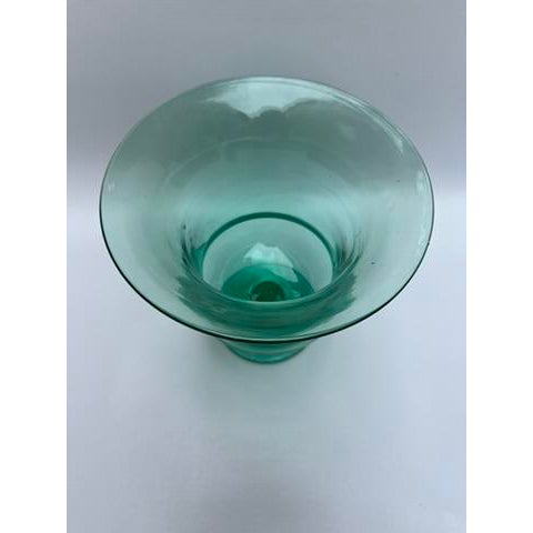 Mid 20th Century Footed Green Glass Vase For Sale - Image 5 of 8