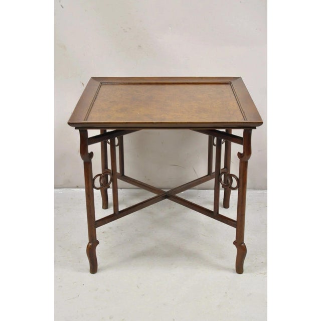 Mid 20th Century Michael Taylor for Baker Far East Asian Burl Wood Square Occasional Side Table For Sale - Image 9 of 12