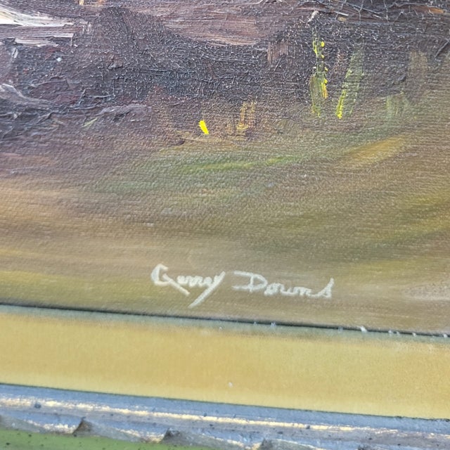 Olive Signed Gerry Downs Oil Painting Feat Redwood Forest Landscape in Carved Wood Frame For Sale - Image 8 of 12