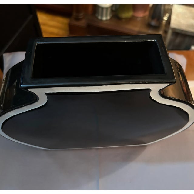 Chora Mykonos Style Black and White Ceramic Vase. Beautiful vase with gloss black and white finish. Make a statement 9...