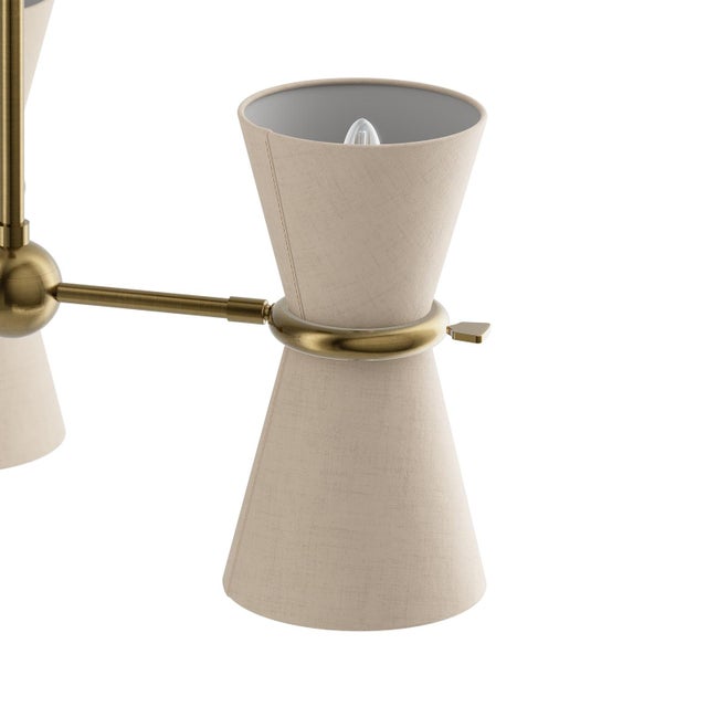 Gable Pendant, Antique Natural Brass with Oyster Shade For Sale In Detroit - Image 6 of 9