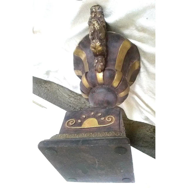 Metal Vintage Composite Brass and Gold Colored Urn With Acanthus Leaf Handles For Sale - Image 7 of 10