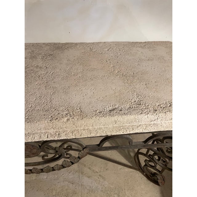 1950s Vintage Cast Iron Console Top Stone French For Sale - Image 5 of 12