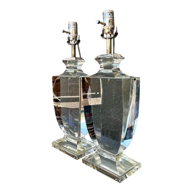 Vintage Regency Glass Lamps - A Pair For Sale
