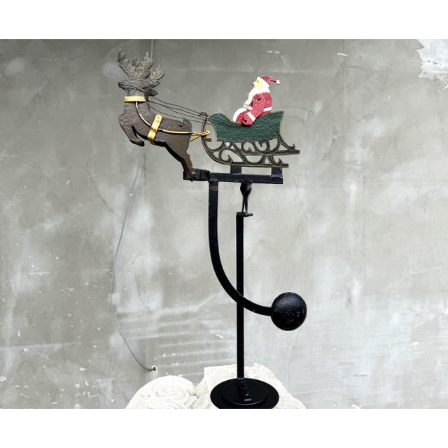 Vintage Metal Kinetic Sculpture with Santa Sleigh and Reindeer, 1950s For Sale - Image 11 of 13