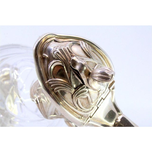 Glass Wine Jug with Silver Applications on the Neck and Base, with a Knob on the Hinged Lid For Sale - Image 5 of 10