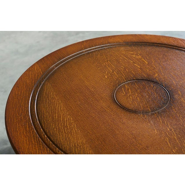 Brown Vintage Round Coffee Table with Baluster Legs in Oak by H. Pander & Zonen, 1920s For Sale - Image 8 of 12