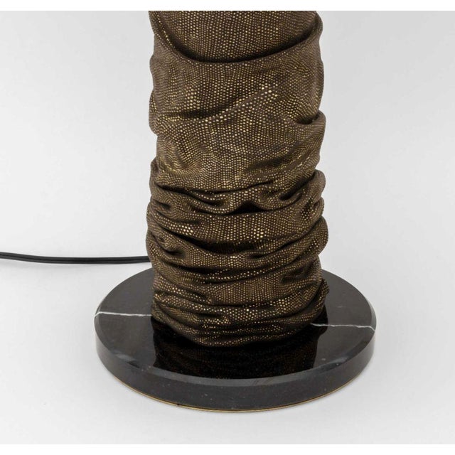 Contemporary Koket "Ruche" Leather and Marble Table Lamp For Sale - Image 3 of 7