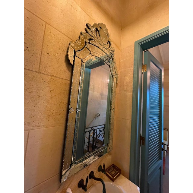 Wheel Engraved and Cut Venetian Mirror by Maitland-Smith For Sale - Image 4 of 5