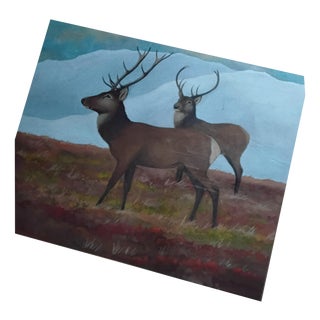 Ralston Gudgeon, Stags in a Scottish Landscape, 1960s, Watercolor For Sale