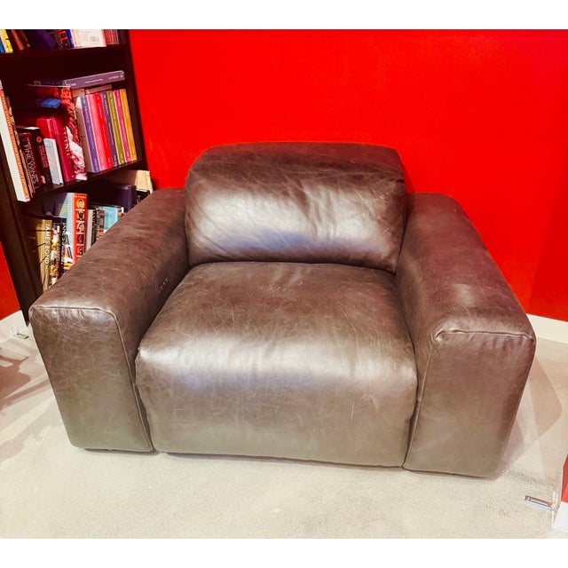 Timothy Oulton Power Reclining Leather Lounge Chair For Sale In Seattle - Image 6 of 10