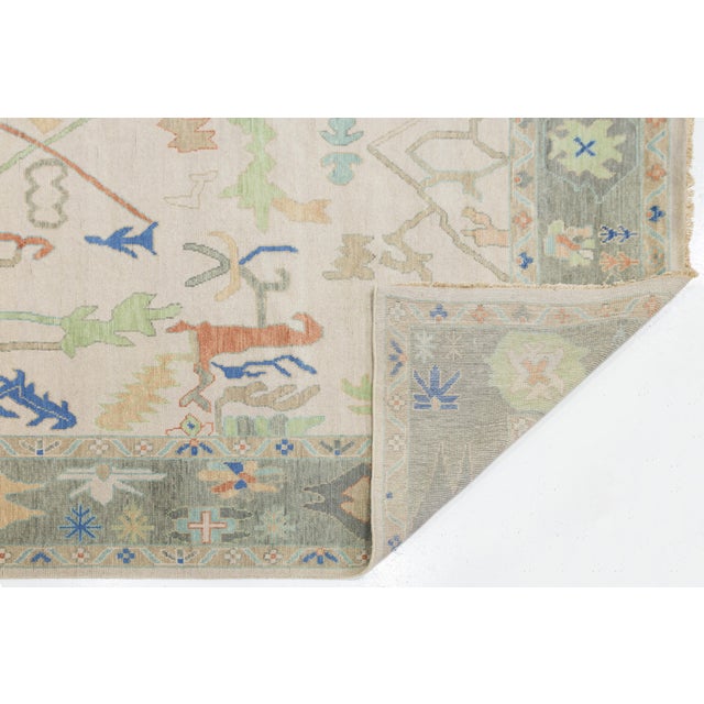 Contemporary Contemporary Modern Oushak Style Hand-Knotted Wool Area Rug in Soft Neutrals For Sale - Image 3 of 12