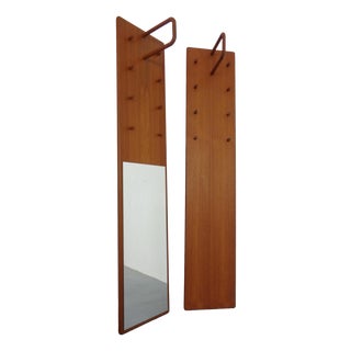 Large Teak Wardrobe with Mirror by Kai Kristiansen for Vildbjerg Møbelfabrik, Denmark, 1960s, Set of 2 For Sale