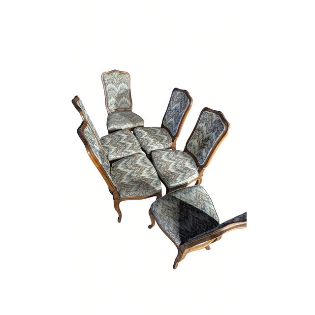 Henredon Louis XV French Provincial Dining Side Chairs in Flame-Stitch Upholstery, Set of 6 For Sale - Image 15 of 18