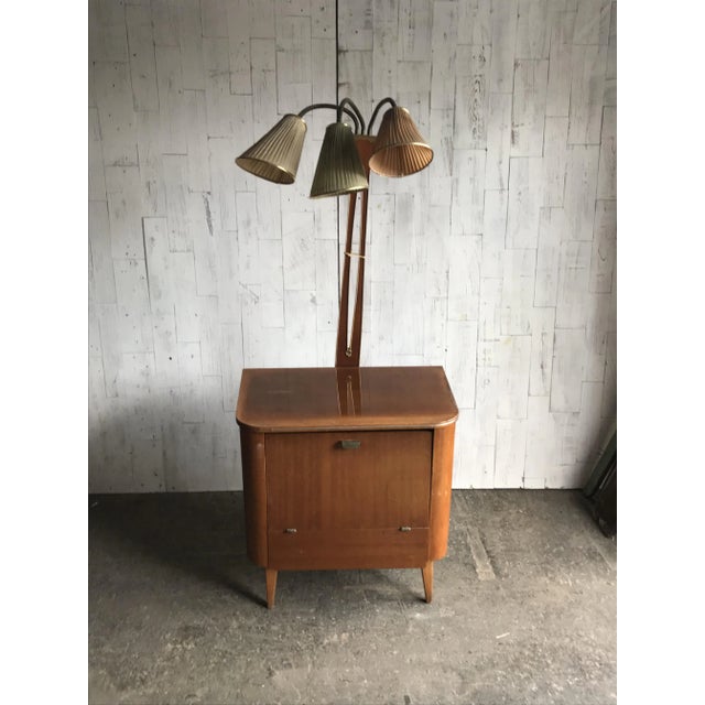 Brown Art Deco Style Walnut Drinks Cabinet with Lamp, 1950s For Sale - Image 8 of 8