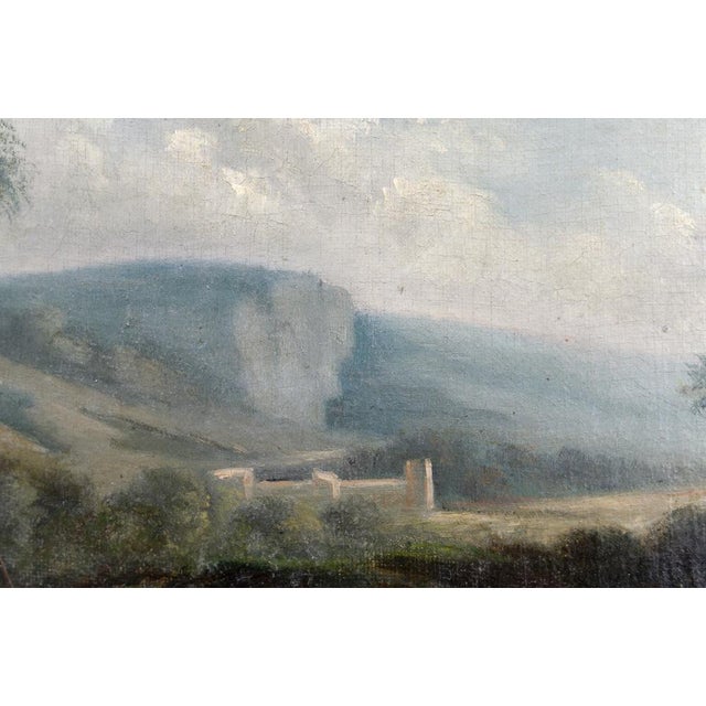 Blue Italian Artist, Grand Tour Romantic Lake Scene, 19th Century, Oil Painting, Framed For Sale - Image 8 of 16