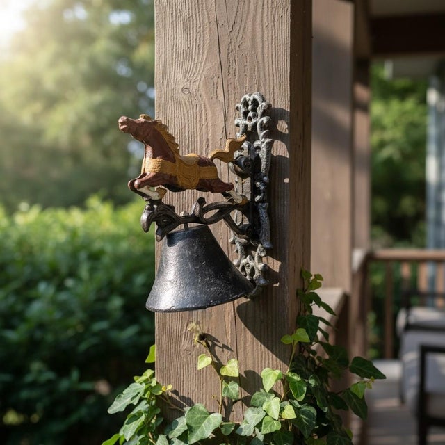 Victorian Antique Cast Iron Horse Wall Bell-Equestrian Door-Dinner Bell-Rustic-Farmhouse For Sale - Image 3 of 10