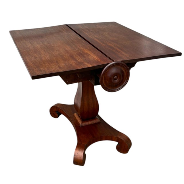 Mid 19th Century Antique Cylinder Drop Leaf Table For Sale - Image 5 of 12