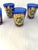 Beautiful mid-century cobalt blue Italian Murano glass cordial/shot glasses featuring 24K gold embellishments with raised...