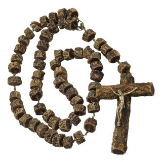 Large Wall Bead Rosary Cross, 1970s For Sale