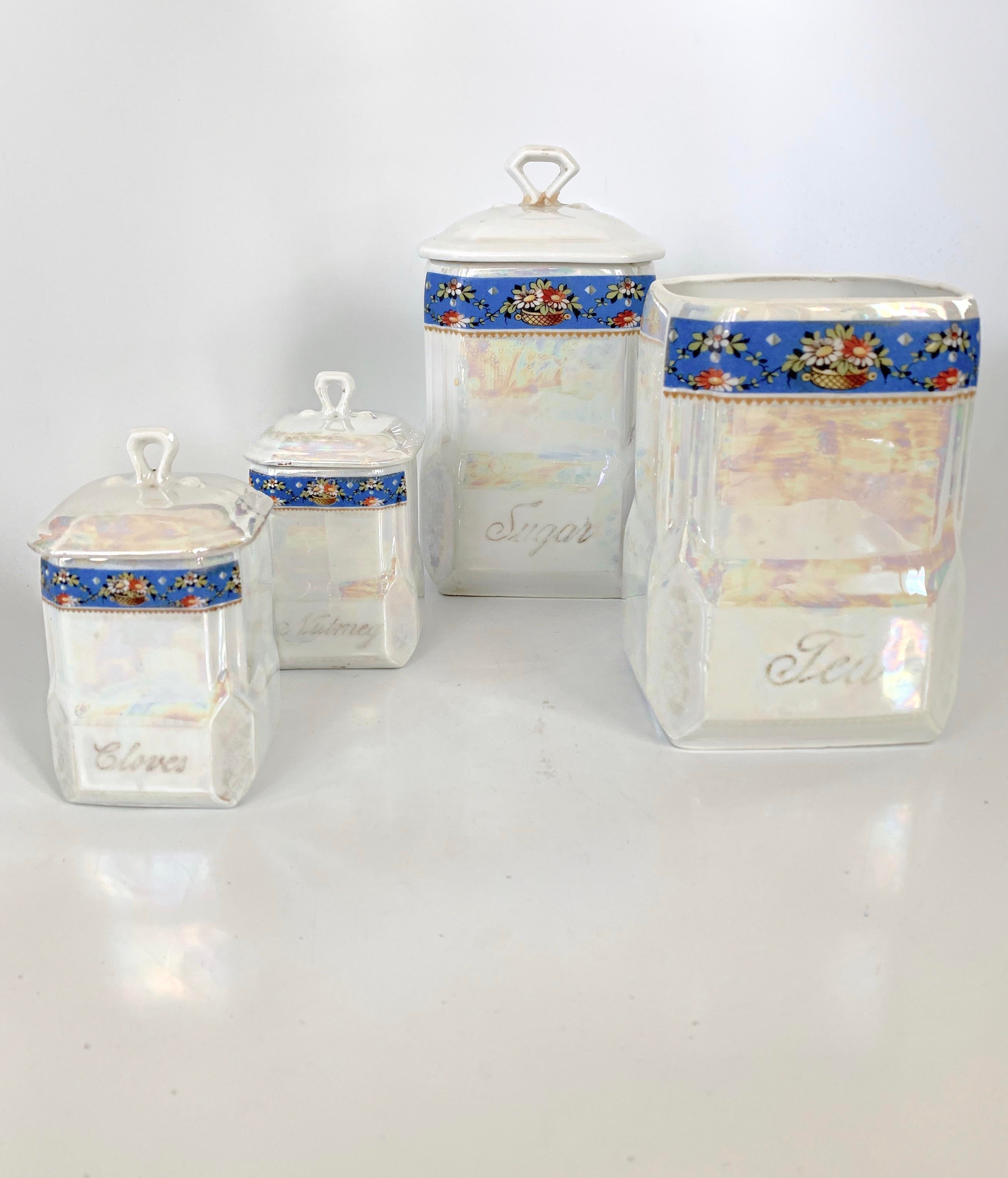 iridescent tea coffee sugar canisters