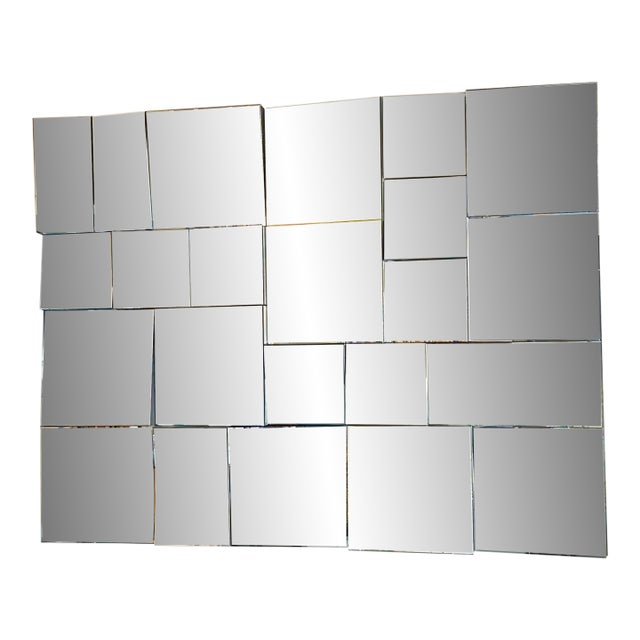 1970s Neal Small Style Large Faceted "Slopes" Wall Mirror For Sale