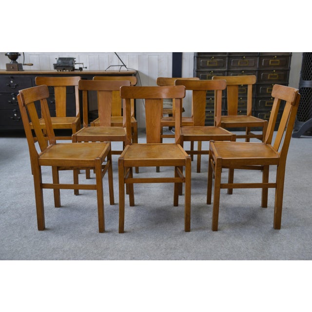 1950s Vintage Beech Bistro Chairs, 1950s, Set of 10 For Sale - Image 5 of 15