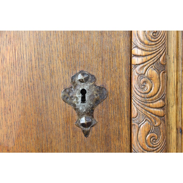 Vintage Baroque Brutalist Danish Oak Cabinet, 1960s For Sale - Image 13 of 18