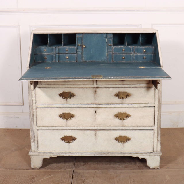 White English Painted Secretaire with Brass For Sale - Image 8 of 11